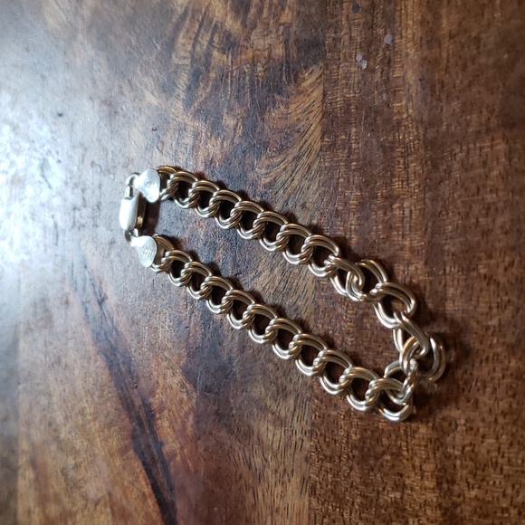 Double Link Sterling Silver Italian Made Bracelet - Picture 3 of 7